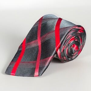 Croft & Barrow  Black, Red  Plaid‎ Polyester Designer Tie